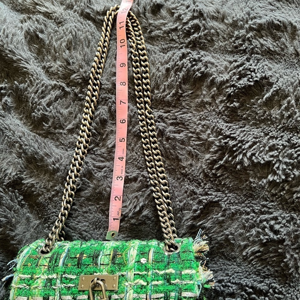 Kurt Geiger Mini Brixton Green Tweed Bag - Picture 9 of 9